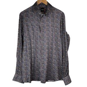 Elite Serica Shirt Mens Medium Button Front Long Sleeve Retro Dot Multicolor